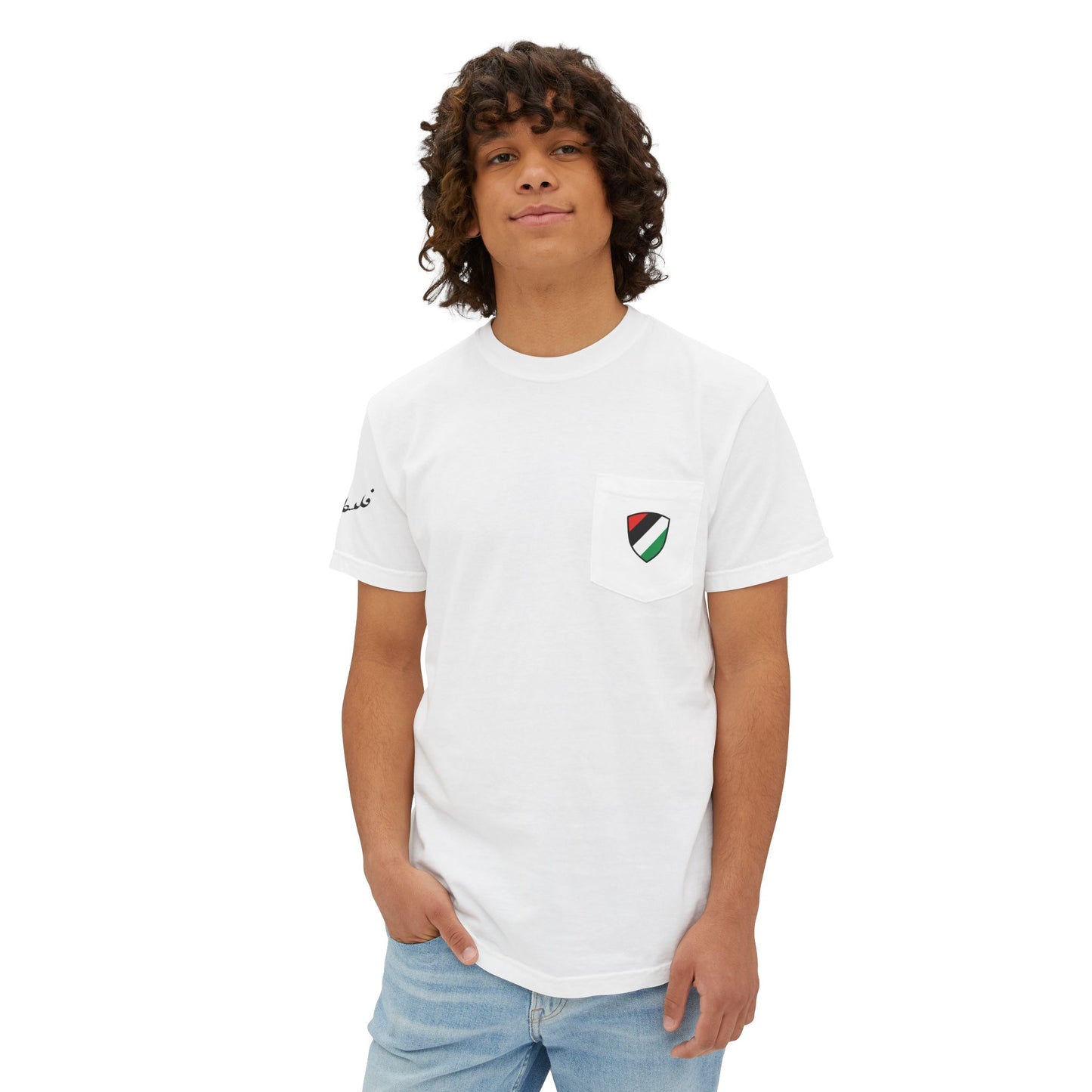 Protect Palestine garment-dyed pocket tee