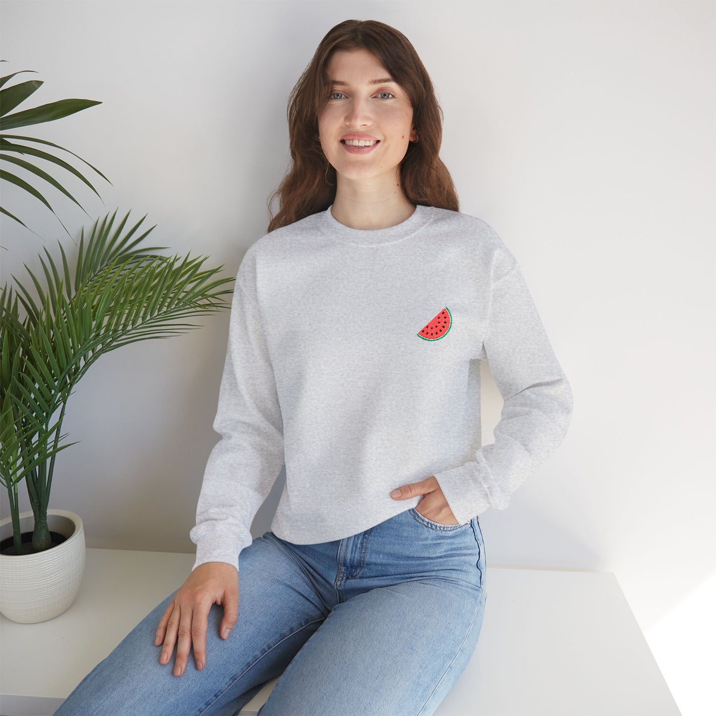 Embroidered watermelon slice sweatshirt