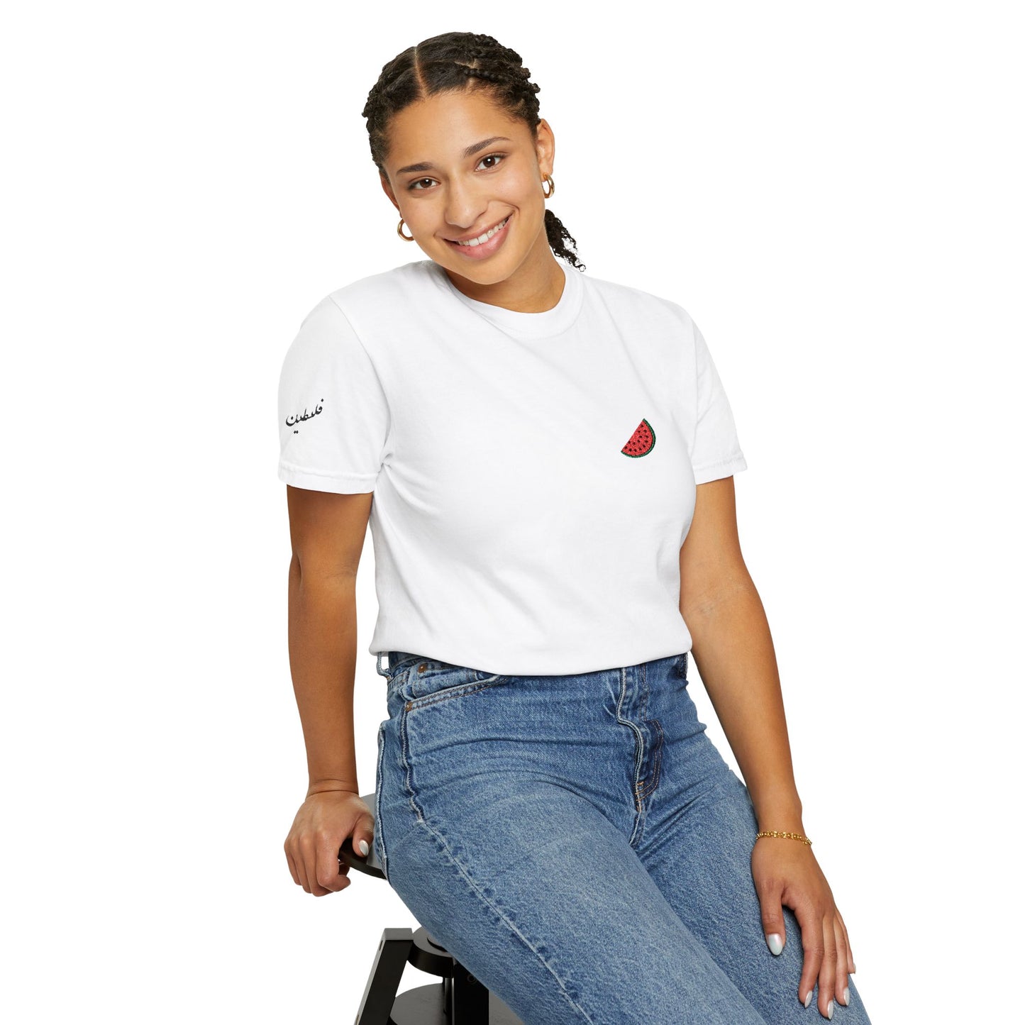 Palestinian watermelon slice garment-dyed tee